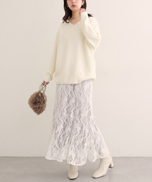 natural couture（ナチュラルクチュール）の「長さ変えられるフラワーレーススカート（スカート・レディース・ホワイト系その他/ブラウン/ピンク系その他・FREE）」の18枚目の写真