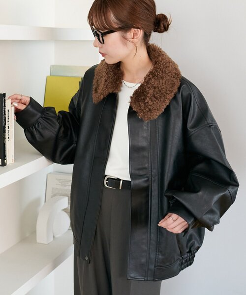 【新品◎未使用品】Discoat レザージャケット ブルゾン　アイボリー Discoat（ディスコート） ブルゾン アウター 「新色追加!/WEB限定