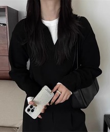 LAFFMO | ポロ襟 スキッパー長袖ニットプルオーバー(ニット/セーター)