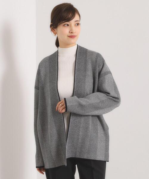 ITS'DEMO（イッツデモ）の「【手洗い可】Wジャカードコーディガン（カーディガン/ボレロ・レディース・ブラック系3/ベージュ系その他6・00）」の10枚目の写真