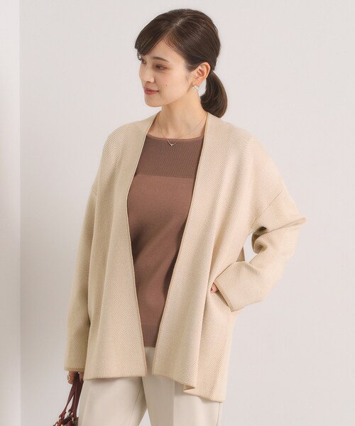 ITS'DEMO（イッツデモ）の「【手洗い可】Wジャカードコーディガン（カーディガン/ボレロ・レディース・ブラック系3/ベージュ系その他6・00）」の8枚目の写真