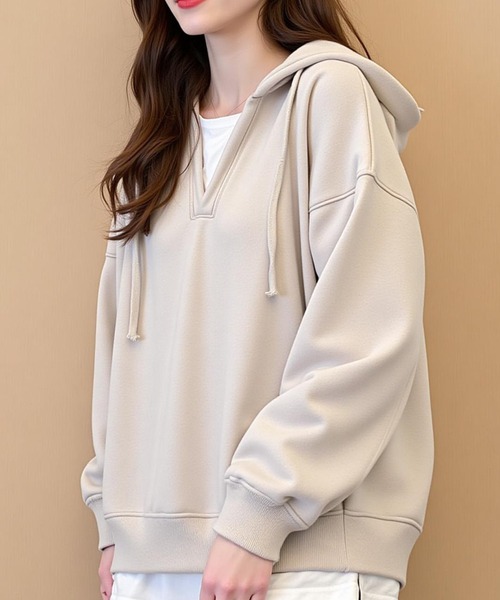 cammie(キャミー)の「カットソーレイヤード風トップス(Tシャツ/カットソー・レディース・ブラウン/ベージュ・M/L)」の3枚目の写真