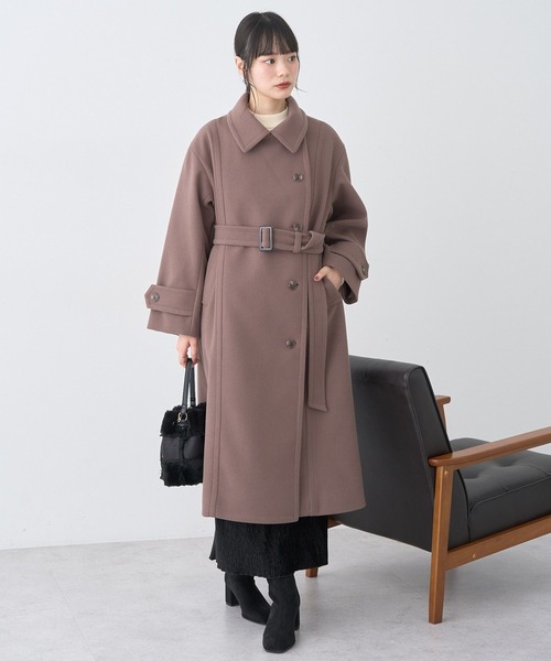 earth music&ecology(アースミュージックアンドエコロジー)の「【2025AW】3WAYカラーロングコート(ステンカラーコート・レディース・モカ/ブラック/ライトベージュ・M/L)」の2枚目の写真