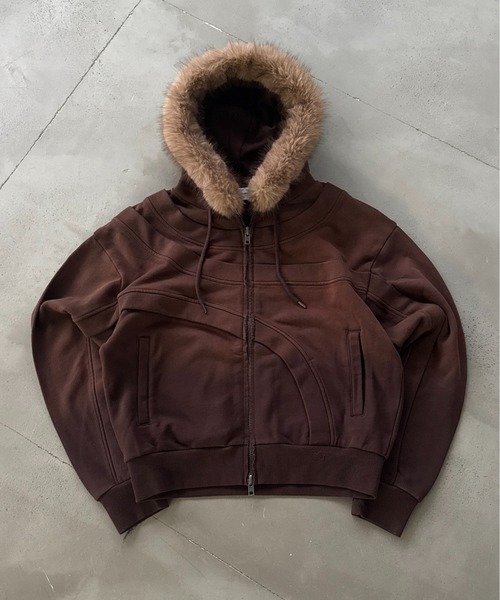 セール】Asymmetrical Switch Faux Fur Parker / アシンメトリカル