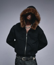 ANDER HUNK(A_[nN)Asymmetrical Switch Faux Fur Parker / AVgJXCb`tFCNt@[Wbvp[J[(p[J[)