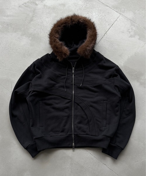 セール】Asymmetrical Switch Faux Fur Parker / アシンメトリカル