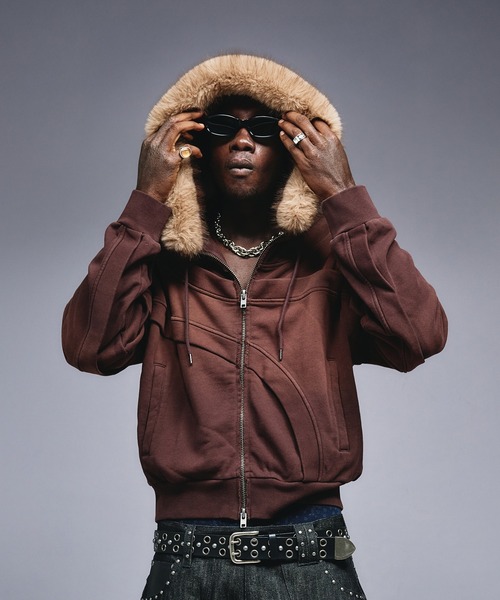 Asymmetrical Switch Faux Fur Parker / アシンメトリカルスイッチ