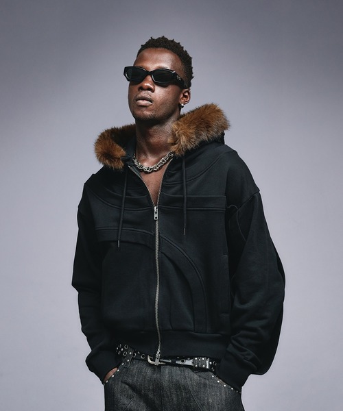 Asymmetrical Switch Faux Fur Parker / アシンメトリカルスイッチ