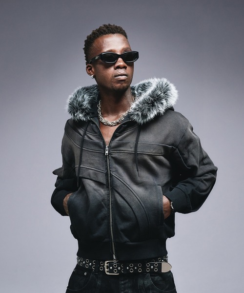 Roen ファーパーカー Roen - LEOPARD SKULL PO / 長袖パーカー / ブラック 【Roen】 | BRYAN