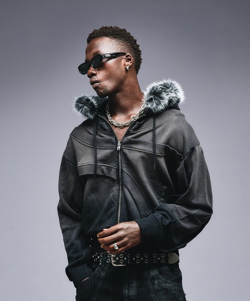 Asymmetrical Switch Faux Fur Parker / アシンメトリカルスイッチ