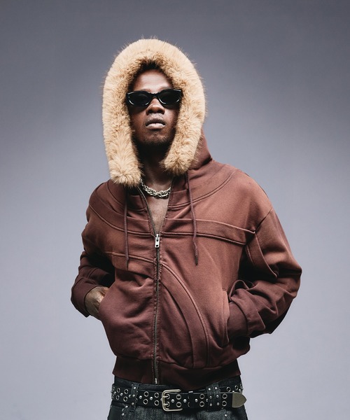 Asymmetrical Switch Faux Fur Parker / アシンメトリカルスイッチ