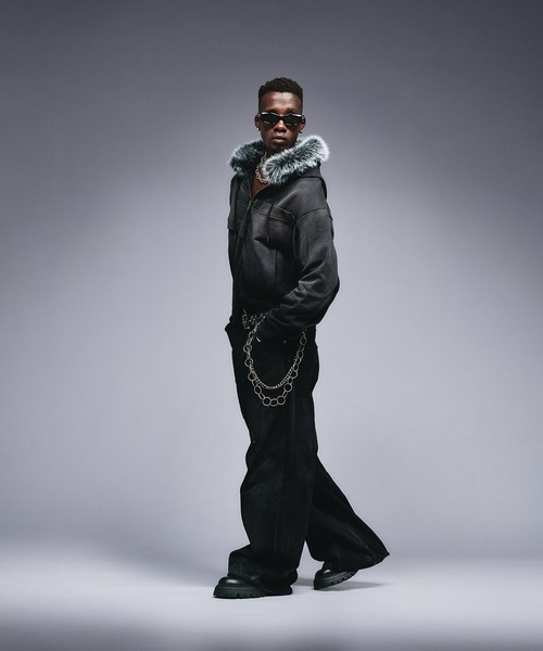 セール】Asymmetrical Switch Faux Fur Parker / アシンメトリカル