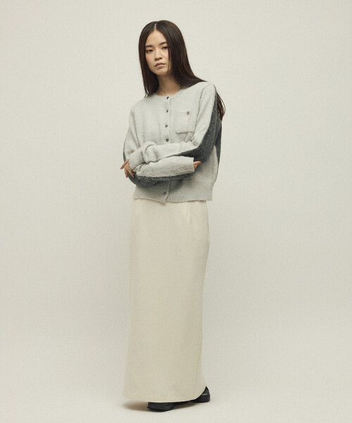 Firsthand（ファーストハンド）の「Firsthand/ファーストハンド アルパカ混 バイカラー ニット カーディガン（カーディガン/ボレロ・レディース・ピンク/オフホワイト/グレー・FREE）」の4枚目の写真