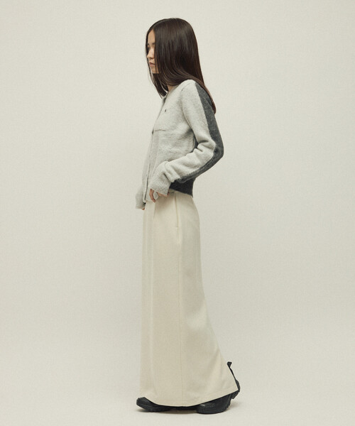 Firsthand（ファーストハンド）の「Firsthand/ファーストハンド アルパカ混 バイカラー ニット カーディガン（カーディガン/ボレロ・レディース・ピンク/オフホワイト/グレー・FREE）」の5枚目の写真