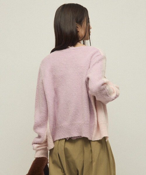 Firsthand（ファーストハンド）の「Firsthand/ファーストハンド アルパカ混 バイカラー ニット カーディガン（カーディガン/ボレロ・レディース・ピンク/オフホワイト/グレー・FREE）」の12枚目の写真