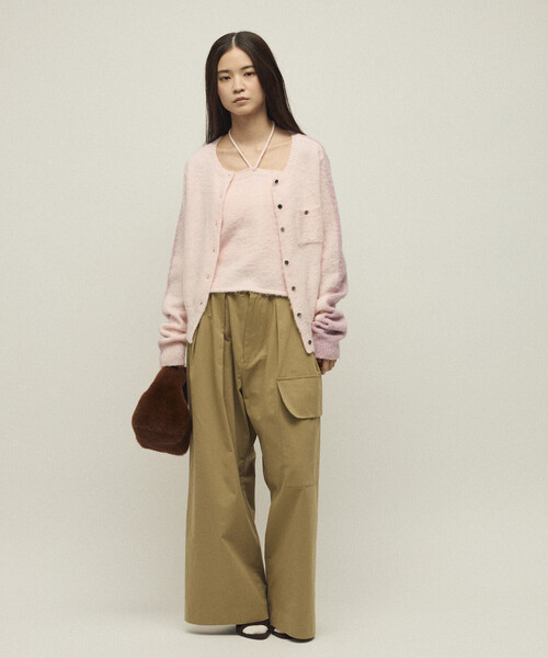 Firsthand（ファーストハンド）の「Firsthand/ファーストハンド アルパカ混 バイカラー ニット カーディガン（カーディガン/ボレロ・レディース・ピンク/オフホワイト/グレー・FREE）」の14枚目の写真