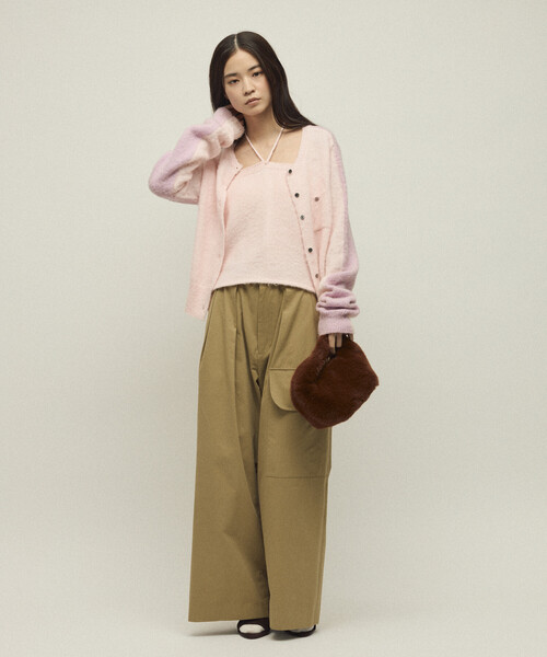 Firsthand（ファーストハンド）の「Firsthand/ファーストハンド アルパカ混 バイカラー ニット カーディガン（カーディガン/ボレロ・レディース・ピンク/オフホワイト/グレー・FREE）」の15枚目の写真