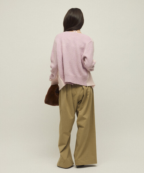 Firsthand（ファーストハンド）の「Firsthand/ファーストハンド アルパカ混 バイカラー ニット カーディガン（カーディガン/ボレロ・レディース・ピンク/オフホワイト/グレー・FREE）」の18枚目の写真