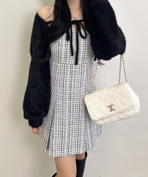 INGNI(イング)の「バックレースアップツイードミニキャミワンピース/A(ワンピース・レディース・ホワイト系その他7/ブラック系その他7・M)」の7枚目の写真