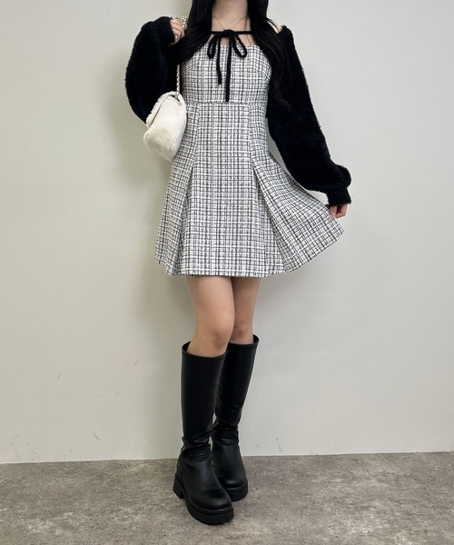 INGNI(イング)の「バックレースアップツイードミニキャミワンピース/A(ワンピース・レディース・ホワイト系その他7/ブラック系その他7・M)」の11枚目の写真