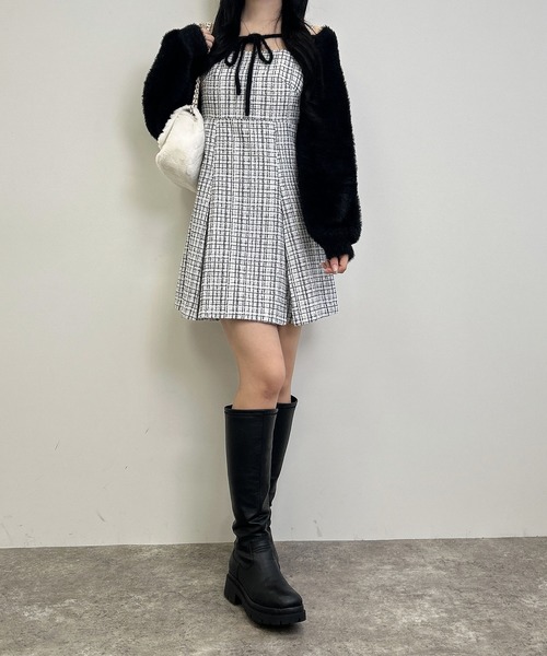 INGNI(イング)の「バックレースアップツイードミニキャミワンピース/A(ワンピース・レディース・ホワイト系その他7/ブラック系その他7・M)」の12枚目の写真