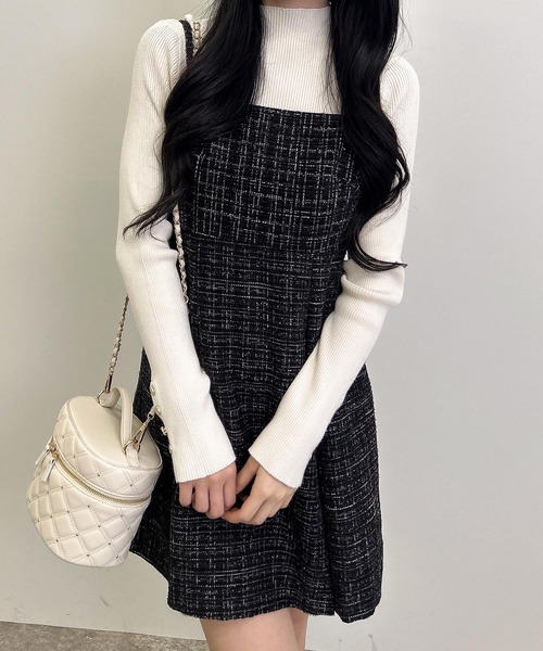 INGNI(イング)の「バックレースアップツイードミニキャミワンピース/A(ワンピース・レディース・ホワイト系その他7/ブラック系その他7・M)」の14枚目の写真