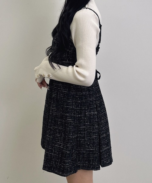 INGNI(イング)の「バックレースアップツイードミニキャミワンピース/A(ワンピース・レディース・ホワイト系その他7/ブラック系その他7・M)」の3枚目の写真