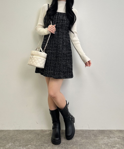 INGNI(イング)の「バックレースアップツイードミニキャミワンピース/A(ワンピース・レディース・ホワイト系その他7/ブラック系その他7・M)」の6枚目の写真