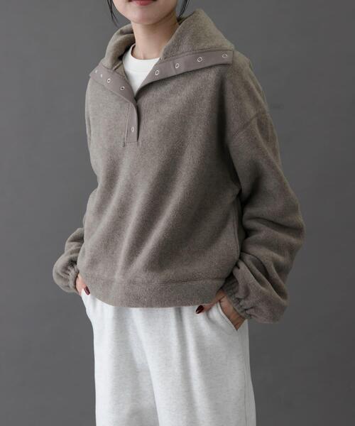 FORK&SPOON（フォークアンドスプーン）の「FORK&SPOON　スナップタートルフリースプルオーバー（その他トップス・レディース・モカ/チャコールグレー・1）」の12枚目の写真