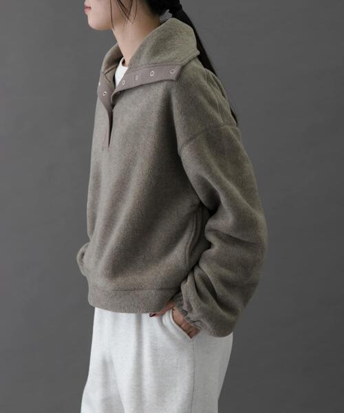 FORK&SPOON（フォークアンドスプーン）の「FORK&SPOON　スナップタートルフリースプルオーバー（その他トップス・レディース・モカ/チャコールグレー・1）」の13枚目の写真