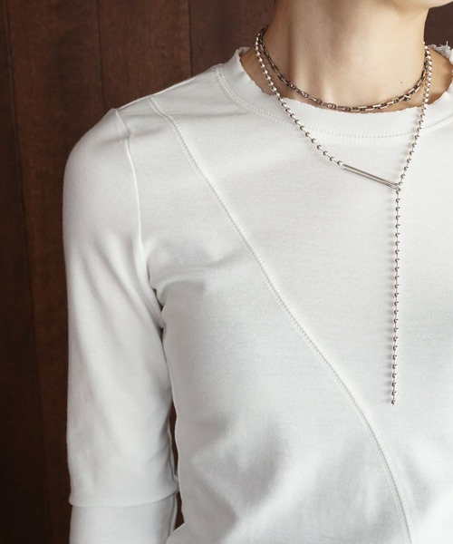 chuclla（チュクラ）の「アシンメトリーフリルトップス chw25a115（Tシャツ/カットソー・レディース・ブラック/ホワイト・FREE）」の7枚目の写真