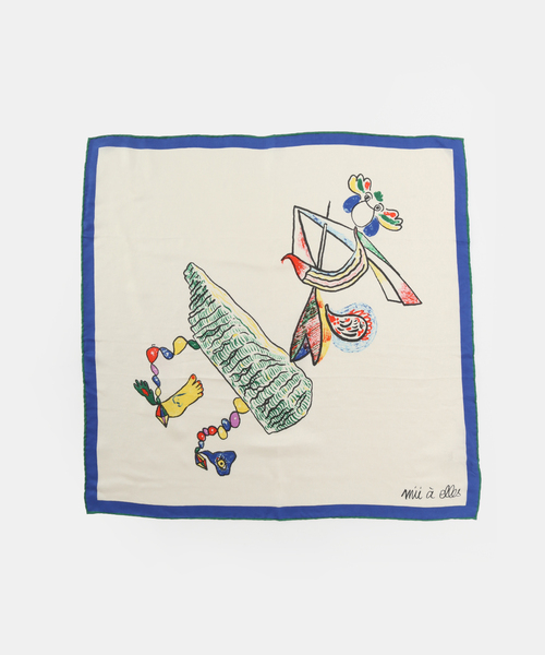 JOURNAL STANDARD(ジャーナルスタンダード)の「【Mii / ミイ】PLACED SCREEN PRINTED SQUARE SCARF(バンダナ/スカーフ・レディース・アイボリー・FREE)」の2枚目の写真