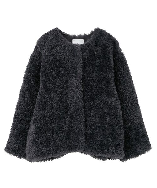 新品 LOUNIE♡定価4.2万 ノーカラー フェイクファー コート ブラック セール】ノーカラーフェイクファーコート（その他アウター）｜AMERICAN