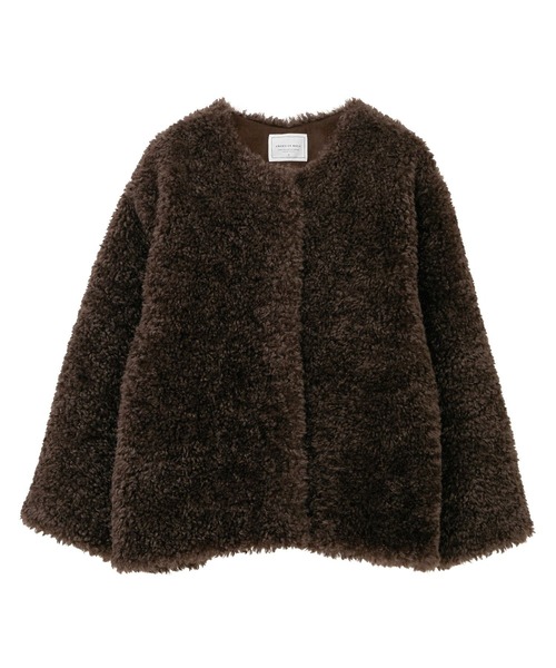 ノーカラーフェイクファーコート（その他アウター）｜AMERICAN