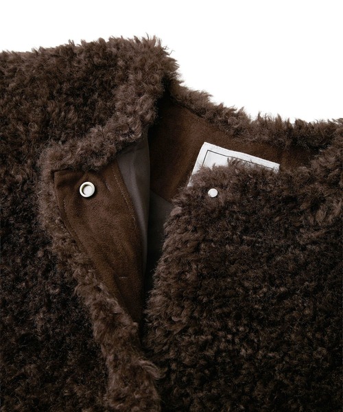 ノーカラーファーコート コート アウター ノーカラー ショート丈 フェイクファーコート