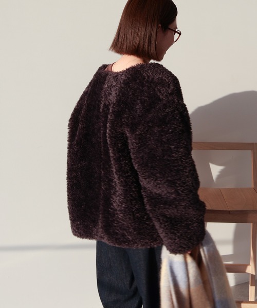 新品 LOUNIE♡定価4.2万 ノーカラー フェイクファー コート ブラック 新品 LOUNIE♡定価4.2万 ノーカラー フェイクファー コート ブラック