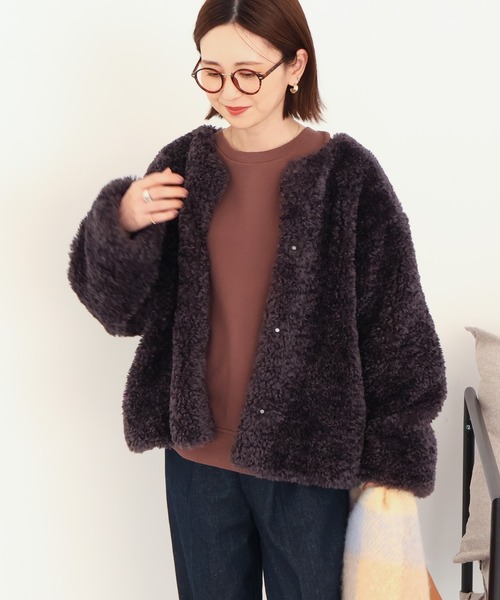 セール】ノーカラーフェイクファーコート（その他アウター）｜AMERICAN