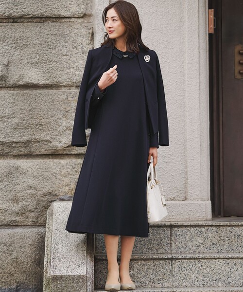 トリアセダブルジョーゼット 襟付き ワンピース（ワンピース）｜23区 S