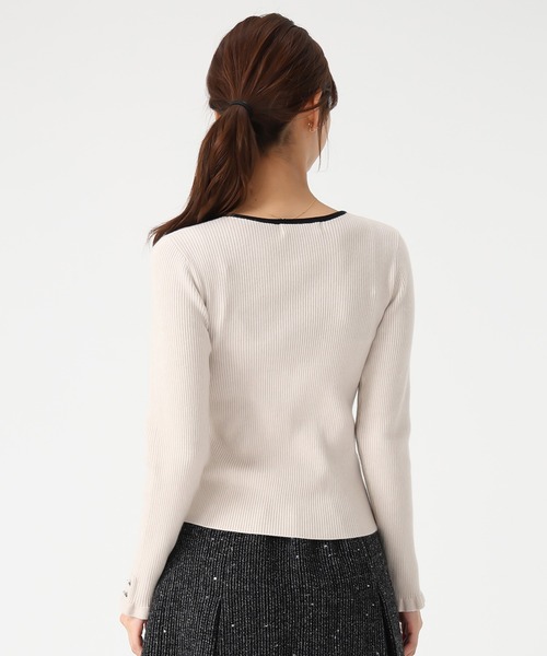 MISCH MASCH(ミッシュマッシュ)の「フリル袖配色リボンニット(ニット/セーター・レディース・ブラック/ブルー/ベージュ/ホワイト・フリ-)」の11枚目の写真