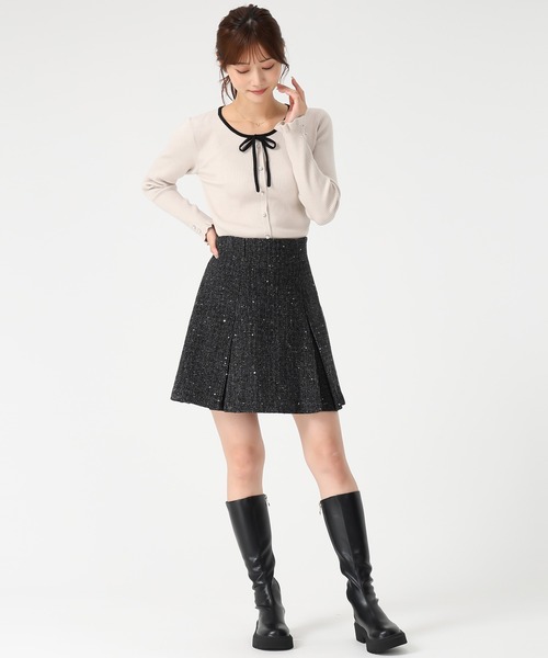 MISCH MASCH(ミッシュマッシュ)の「フリル袖配色リボンニット(ニット/セーター・レディース・ブラック/ブルー/ベージュ/ホワイト・フリ-)」の17枚目の写真