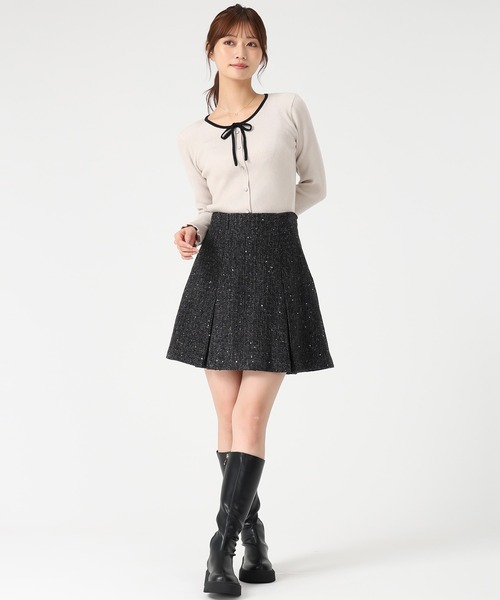 MISCH MASCH(ミッシュマッシュ)の「フリル袖配色リボンニット(ニット/セーター・レディース・ブラック/ブルー/ベージュ/ホワイト・フリ-)」の18枚目の写真