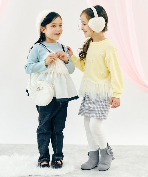 apres les cours(アプレレクール)の「【ジュニア対応】ペプラムチュールリボンニット(ニット/セーター・キッズ・イエロー/アイボリー・90/100/110/120/130/140)」の7枚目の写真