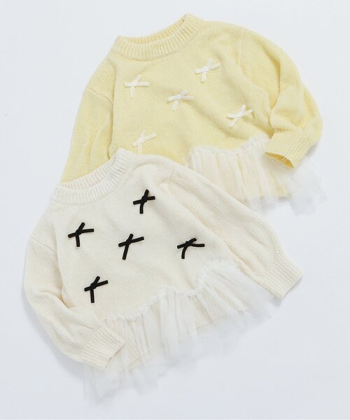 apres les cours(アプレレクール)の「【ジュニア対応】ペプラムチュールリボンニット(ニット/セーター・キッズ・イエロー/アイボリー・90/100/110/120/130/140)」の10枚目の写真