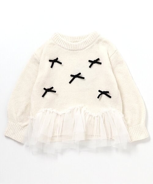 apres les cours(アプレレクール)の「【ジュニア対応】ペプラムチュールリボンニット(ニット/セーター・キッズ・イエロー/アイボリー・90/100/110/120/130/140)」の8枚目の写真