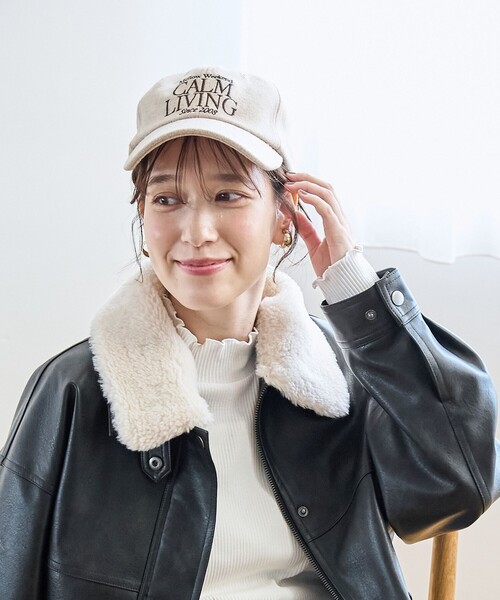 coen（コーエン）の「ロゴ刺繍ウールライクキャップ（キャップ・レディース・ネイビー/ベージュ/ダークグレー/ダークブラウン・FREE）」の5枚目の写真