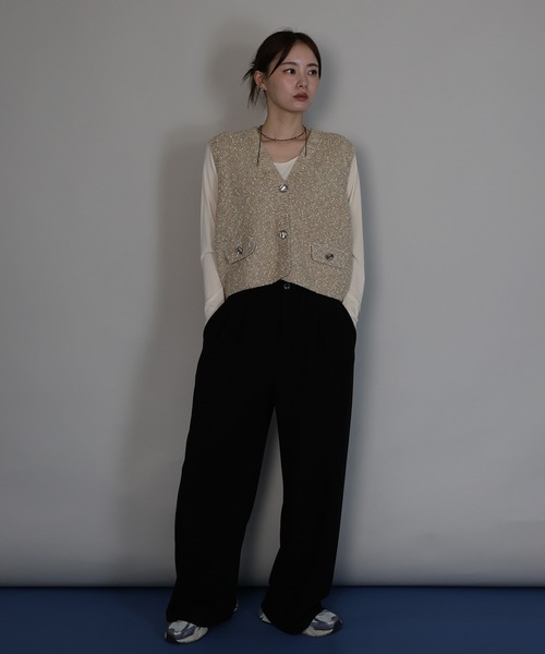 J by blue(ジェイバイブルー)の「タックスウェットパンツ(スウェットパンツ・レディース・アイボリー/ブラック/グレー・MEDIUM)」の6枚目の写真