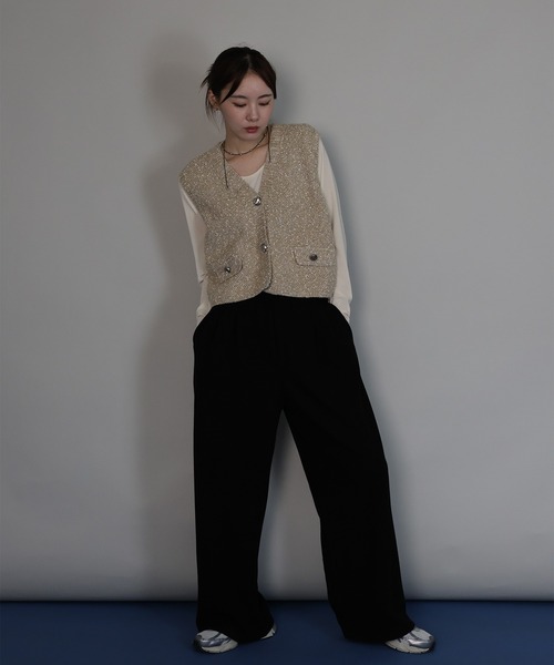 J by blue(ジェイバイブルー)の「タックスウェットパンツ(スウェットパンツ・レディース・アイボリー/ブラック/グレー・MEDIUM)」の7枚目の写真