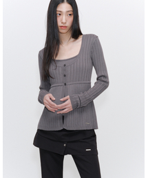 Miseki SEOUL（ミセキソウル）の「Ribbed layered cardigan knit CHARCOAL（ニット/セーター・レディース）」