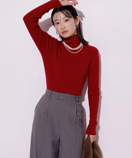 Mystrada（マイストラーダ）の「ラメタートルニット（ニット/セーター・レディース・ホワイト/ピンク/レッド/ブラック/ライトイエロー・38）」の5枚目の写真