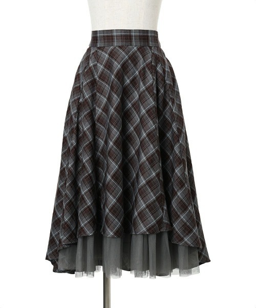an another angelus（アンアナザーアンジェラス）の「【セットアップ対応】フロントチュールチェックフレアースカート（スカート・レディース・ライトブルー/ブラック×レッド・FREE）」の21枚目の写真